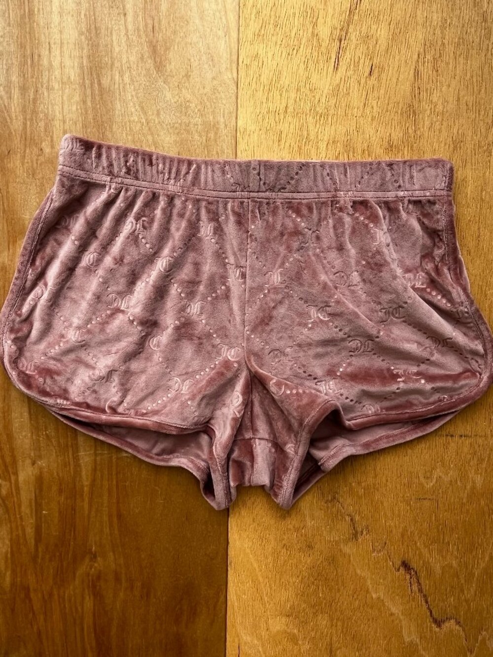 JUICY COUTURE SLEEPWEAR VELOUR LOGO LOUNGE SHORTS Women’s sz S Dusty Mauve